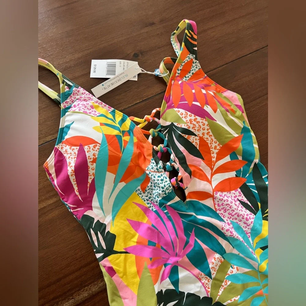 🎉LAST PIECE 🎉 BLEU ROD BEATTIE Wild At‎ Heart Lace Down Mio One-Piece Swimsuit